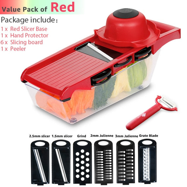 Vegetable Cutter 6 Dicing Blades Mandoline Slicer Fruit Peeler Potato
